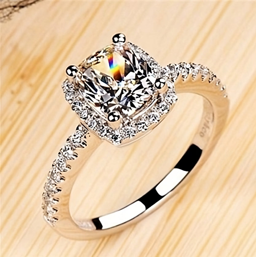 Bridal Wedding Engagement Ring in White Gold Color for Women - VHD
