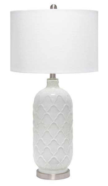 Lalia Home Argyle Classic White Table Lamp with Fabric Shade