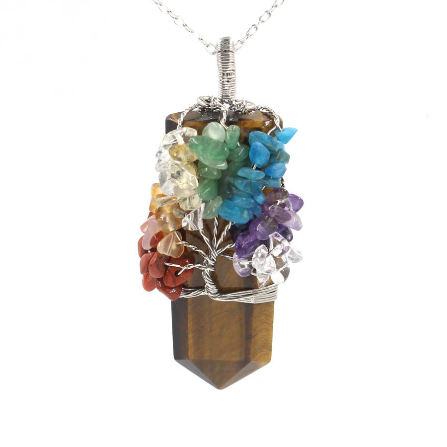 Crystal Column Tree Of Life Winding Pendant Necklace - VHD